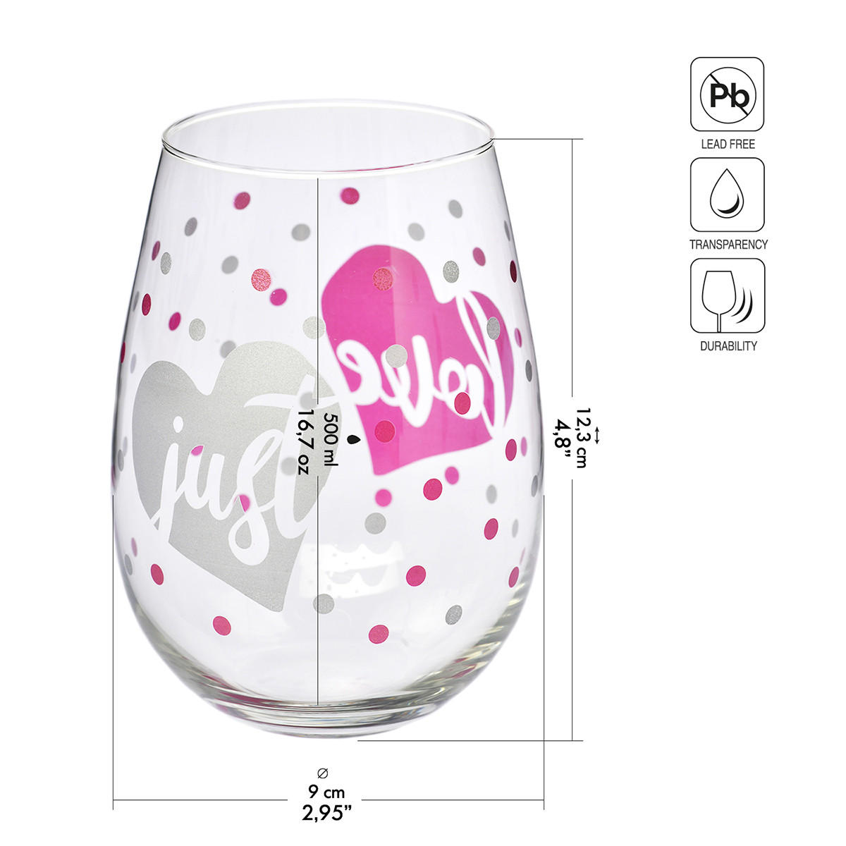 WASSERGLÄSER Just Love, 500 ml - Multicolor, Glas (0.5L) - Krosno Glass