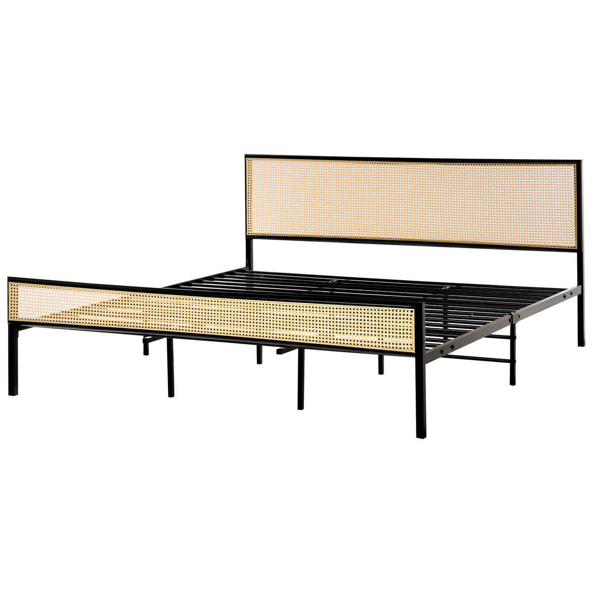 BETT mit Lattenrost 180/200 cm Hellbraun Avanton - Hellbraun/Schwarz, Metall (180/200cm) - Beliani