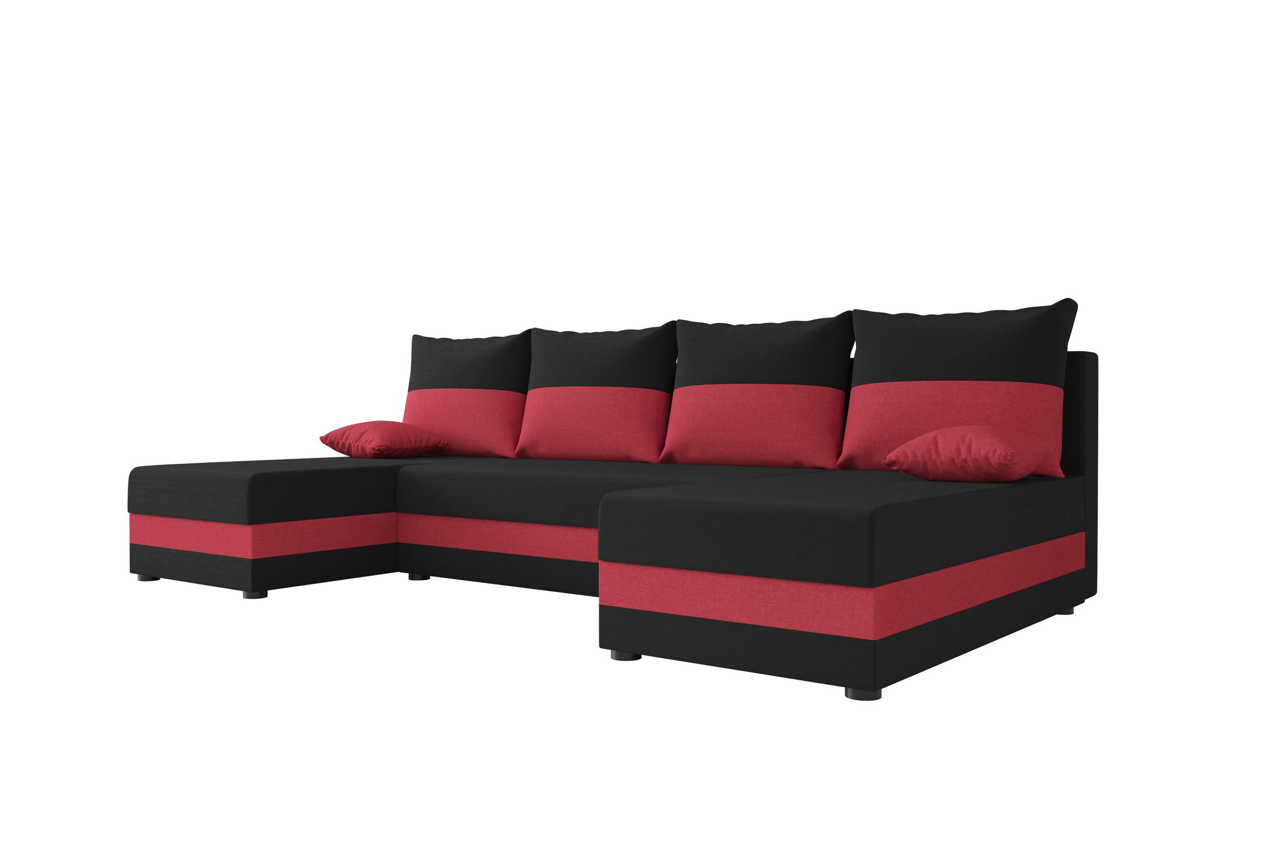 WOHNLANDSCHAFT HEWLET U Sawana 14+13 mit Schlaffunktion - Rot, Textil (310/80/140cm) - Bedante
