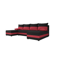 WOHNLANDSCHAFT HEWLET U Sawana 14+13 mit Schlaffunktion - Rot, Textil (310/80/140cm) - Bedante
