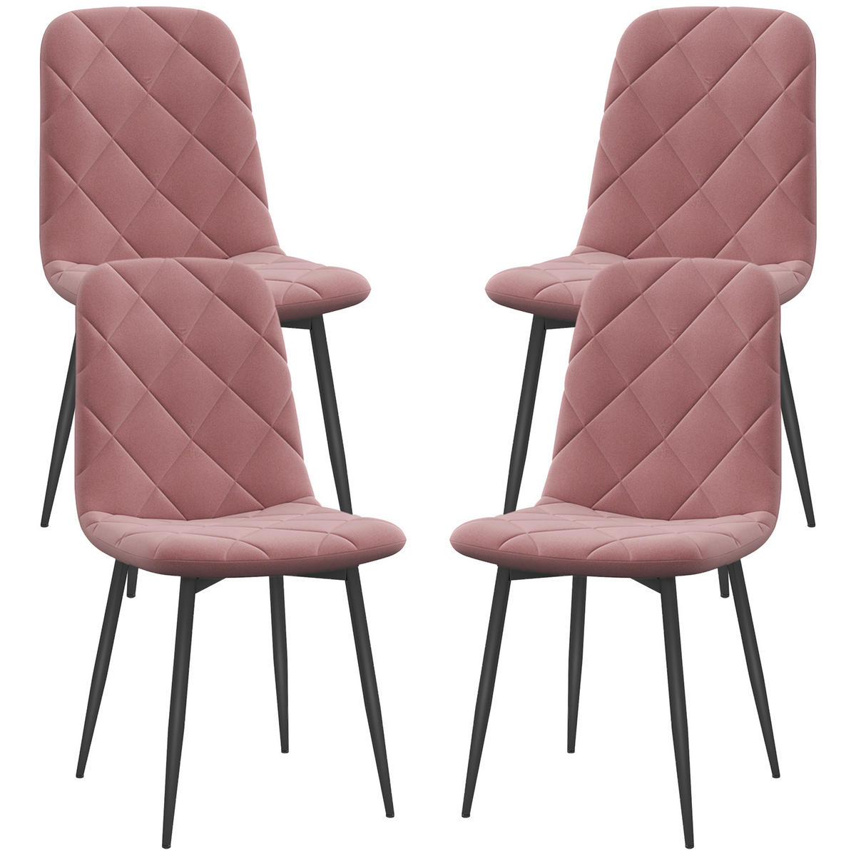 ESSZIMMERSTÜHLE 4er Set Küchenstuhl mit Rückenlehne, Samtoptik, Sessel 45 x 54 x 87 cm Rosa - Pink, Textil (45/87/54cm)