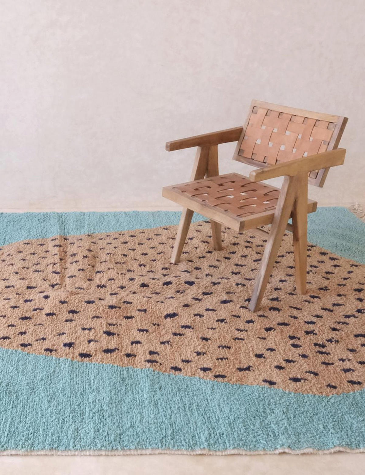BERBERTEPPICH aus Marokko modern aus Wolle 200x 300 cm - Grün, Naturmaterialien (200/300cm) - AFK Living