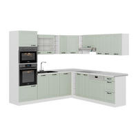 ECKKÜCHE R-Line, Mint Landhaus/Weiß, 247 x 237 cm - Weiß/Grün, Holzwerkstoff (247/206.8/60cm) - Vicco