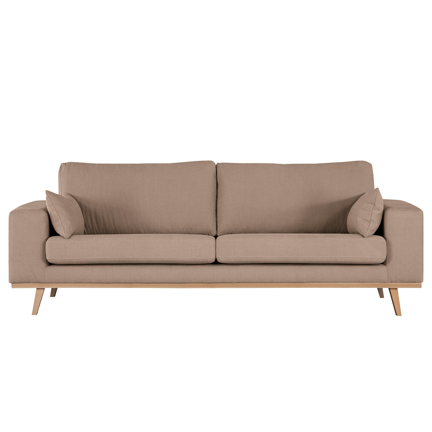 2-SITZER SOFA - Taupe/Buchefarben, Buchenholz/Textil (197/81/88cm) - home24