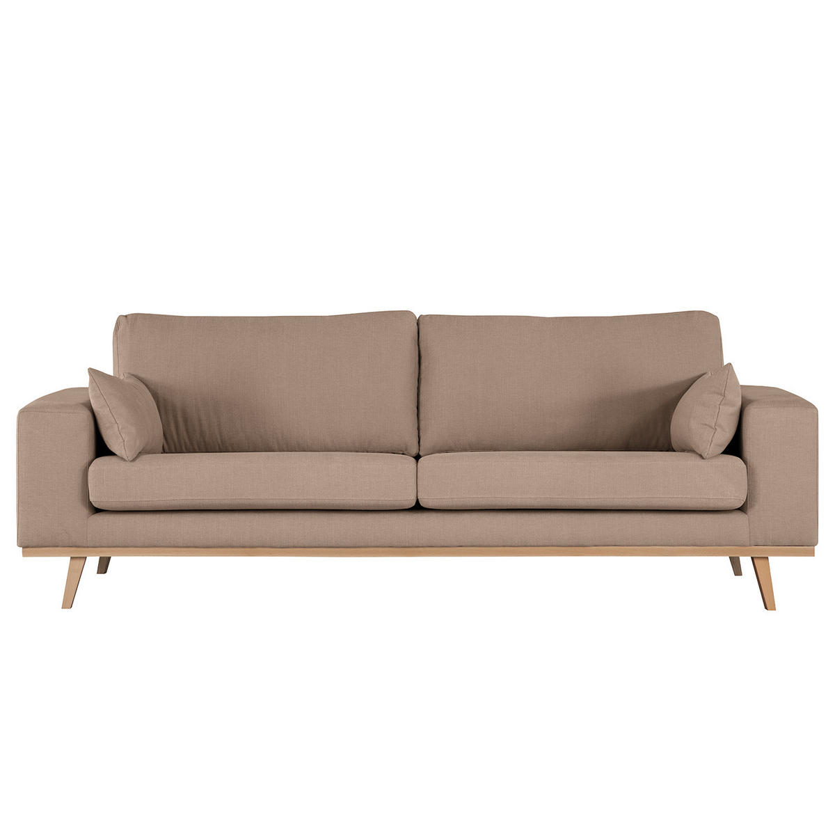 2-SITZER SOFA - Taupe/Buchefarben, Buchenholz/Textil (197/81/88cm) - home24