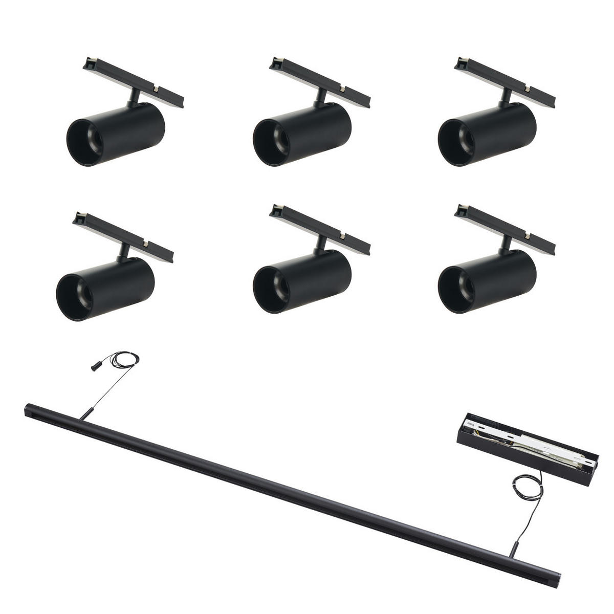 PENDELLEUCHTE MIT SPOTSTRAHLERN Lyne, Schwarz, 125cm - Schwarz, Metall (125/125/8.5cm) - KOSILUM