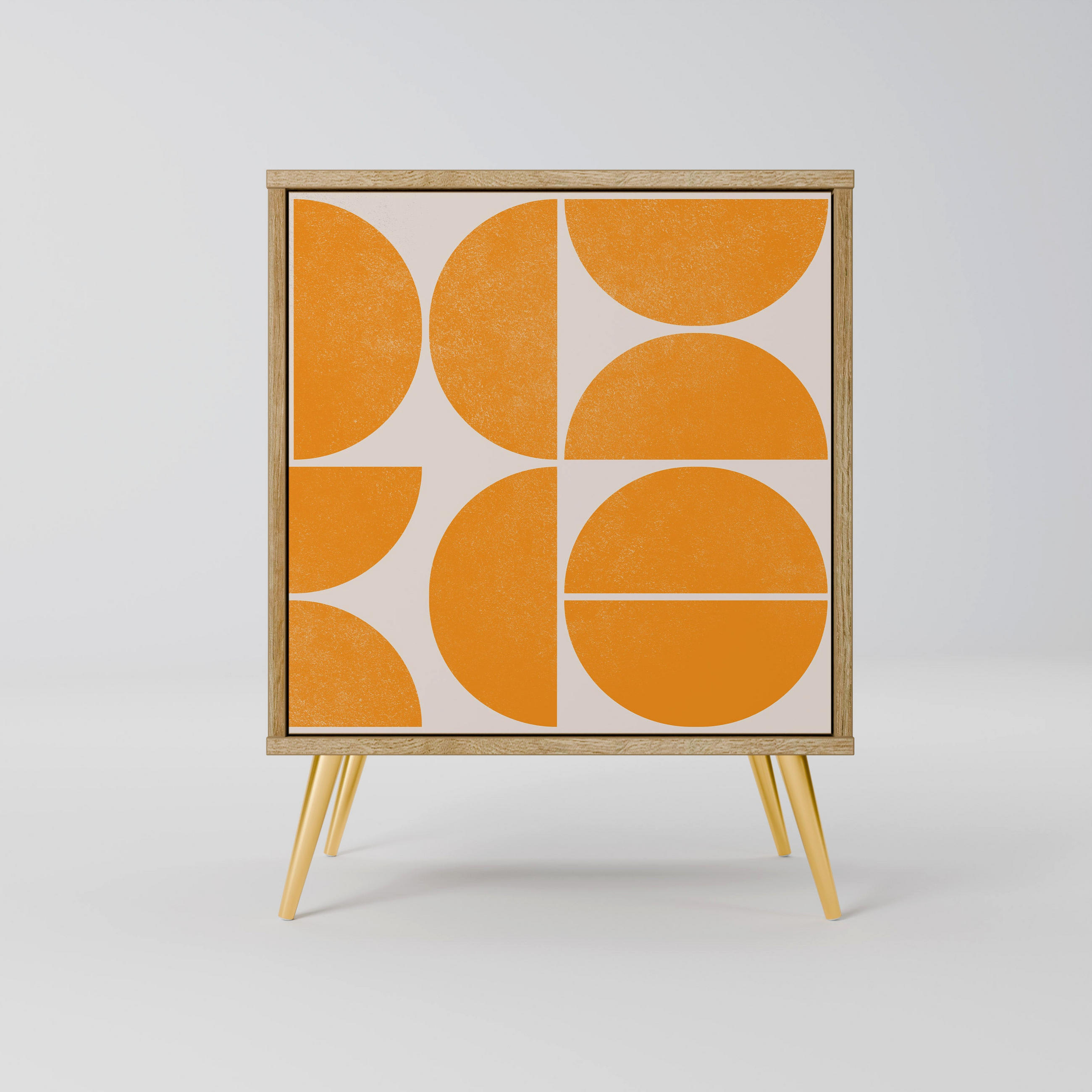 SIDEBOARD RECURRING DREAMS, Eichefarben, 57,5x42x75,5 cm, Goldfarbene Metallfüße - Eichefarben/Goldfarben, Holzwerkstoff/Metall (57.5/75.5/42cm) - SpaceRebels