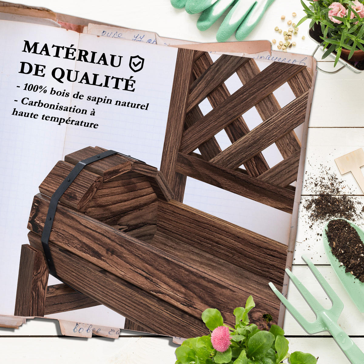 HOCHBEET 2-Etagig DE-12155 mit Rankgitter 42/49/80 cm Braun - Braun, Holz (42/80/49cm) - ComfortXL