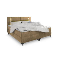 BOXBETT ALBA 180x200 cm mit Matratze und Topper - Beige - Beige, Holz (180/200cm) - MASSENO