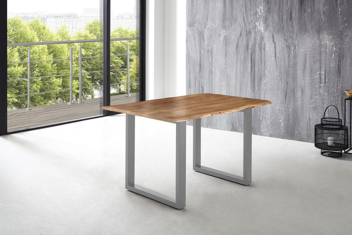 ESSTISCH LUBIN - Beige/Silberfarben, Holz/Metall (85/160/77cm) - SAM