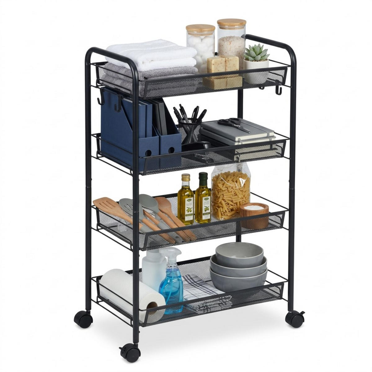 VOZÍK - čierna, kov (26/84/44.5cm) - Relaxdays