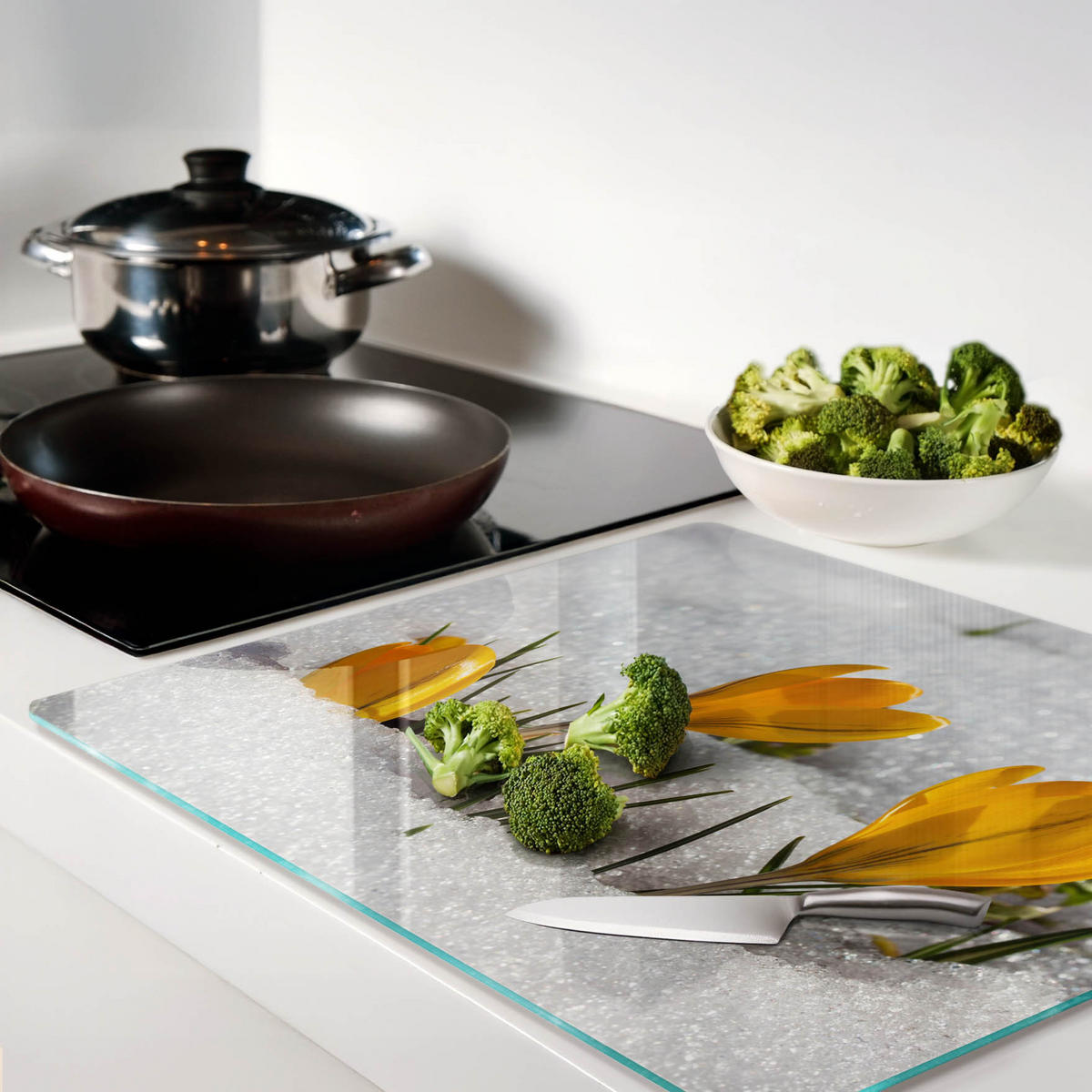GLASPLATTE 60x52 cm Krokusse im Schnee - Gelb, Glas (60/0.4/52cm) - TULUP
