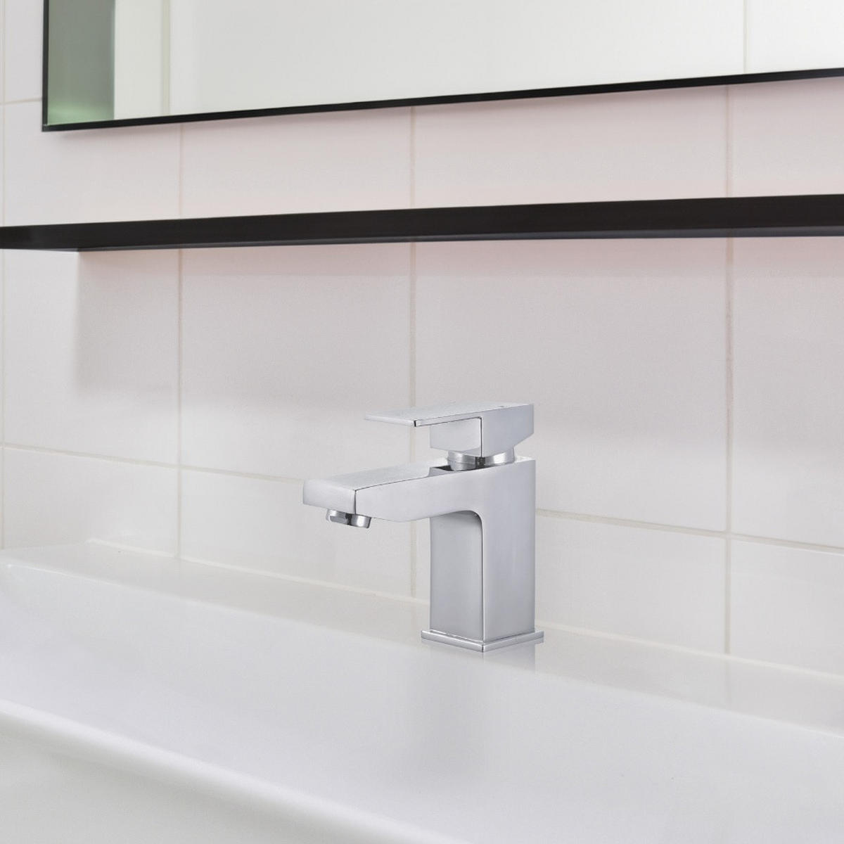 WASCHTISCHARMATUR AQUATIC - Silber - Chromfarben, Metall (4.2/13.5/13.2cm) - Home Deluxe