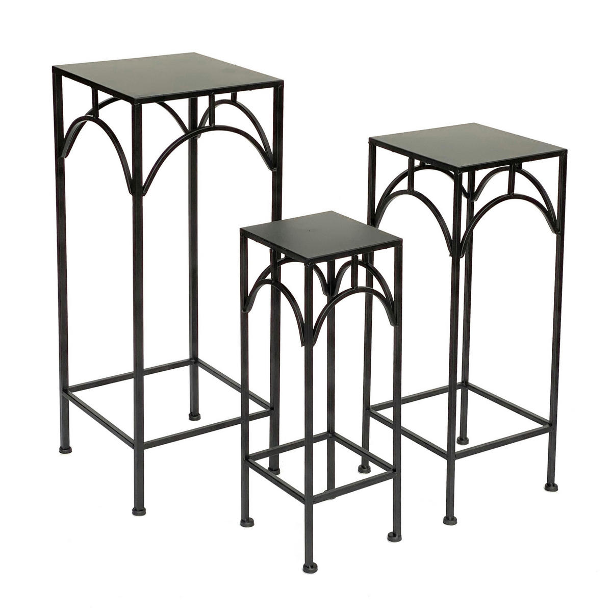 BLUMENHOCKER 3er Set Metall Schwarz Eckig 96132 - Schwarz, Metall (28/70/28cm) - DanDiBo