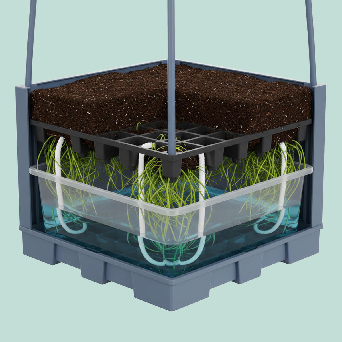 2XPFLANZKÜBEL - Grau, Kunststoff/Metall (25/145/25cm) - Relaxdays