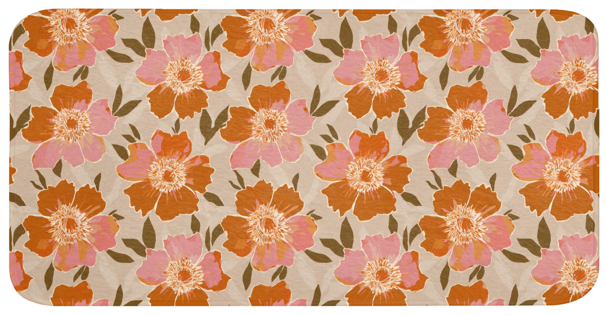 KÚPEĽŇOVÁ PREDLOŽKA Kvety - Motív - Retro 120x60 cm - viacfarebná, textil/plast (120/60cm) - OnlyWow