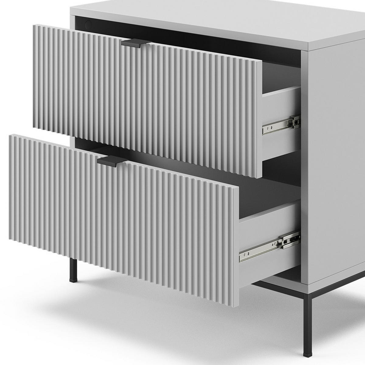 NACHTTISCHE Eliza Grau 66 x 60 cm 2er Set - Grau, Holzwerkstoff (66/60/36cm) - Vicco