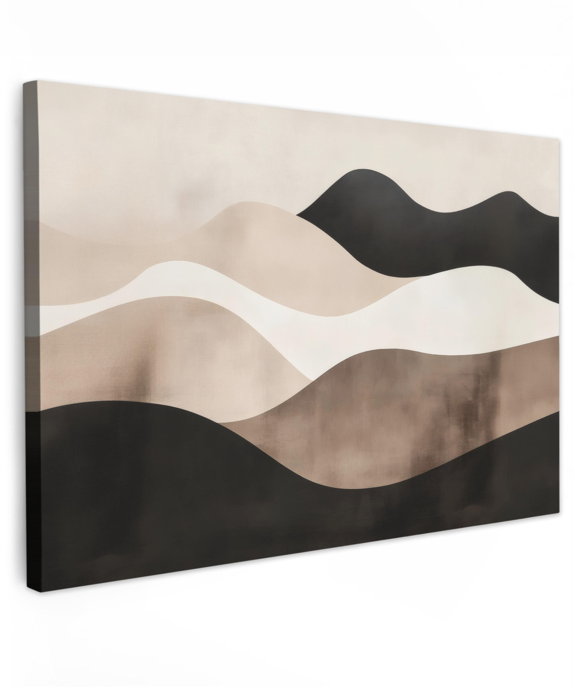 LEINWANDBILD Abstrakt - Landschaft - Wellen - Cremefarben XXL 150x100 cm - Cappuccino, Textil (150/100cm) - MuchoWow