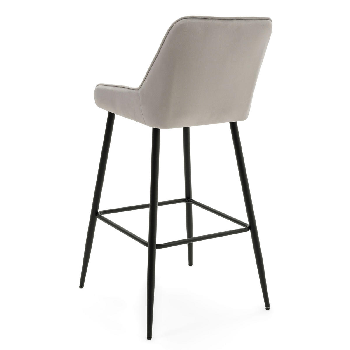 BARHOCKER VASTO gepolstert mit Steppung - hellgrau - Samt Velours - Hellgrau/Schwarz, Metall (50/102/55cm) - NEW HOME