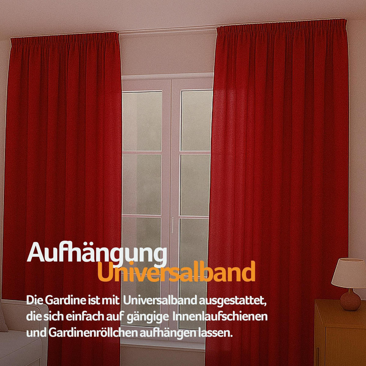 GARDINE Universalband "blickdicht" 2er Pack Rot 140x245 cm - Rot, Textil (140/245cm) - Bestlivings