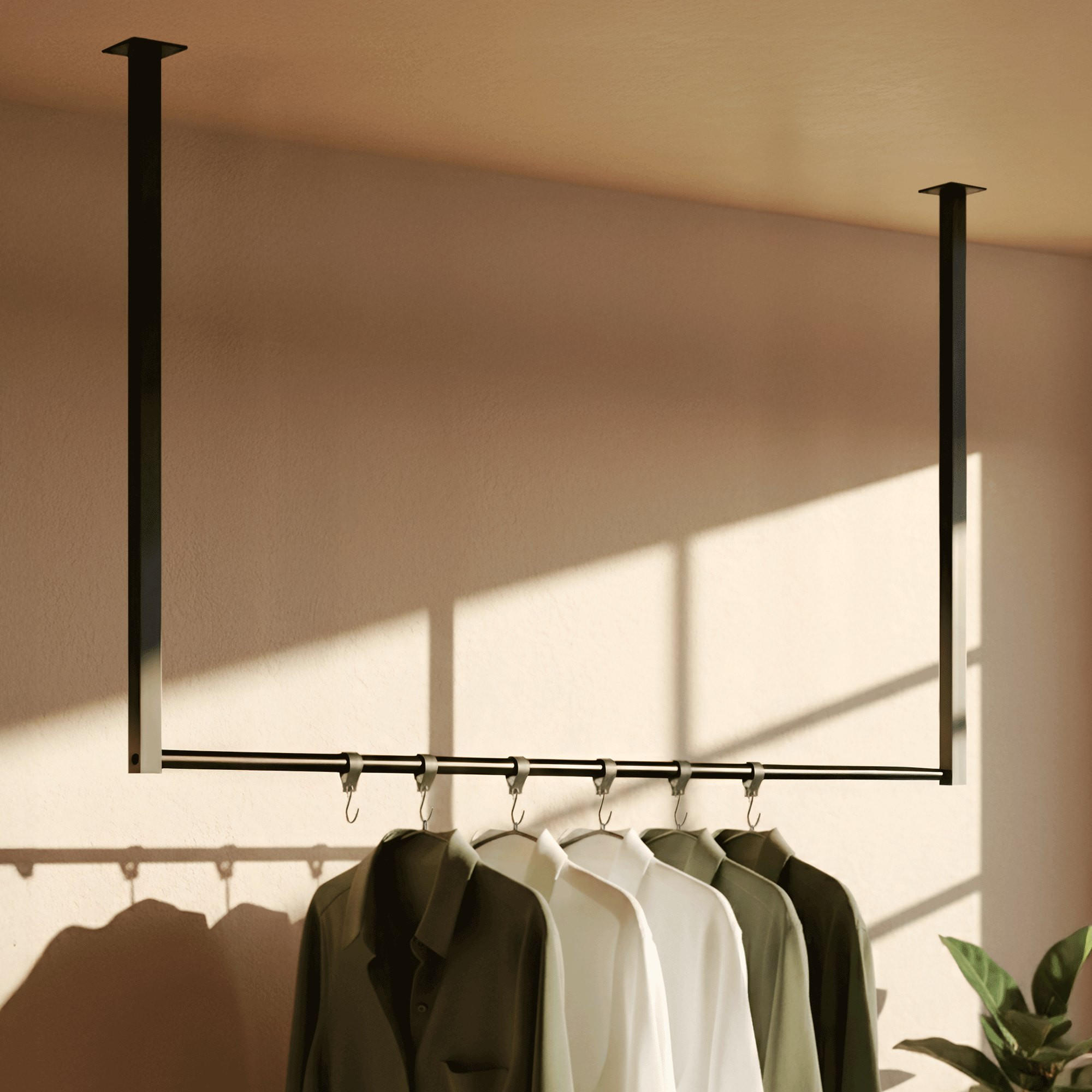 KLEIDERSTÄNDER 150x38x120-schwarz-Metall - Schwarz, Metall (100/80/7cm) - CLP