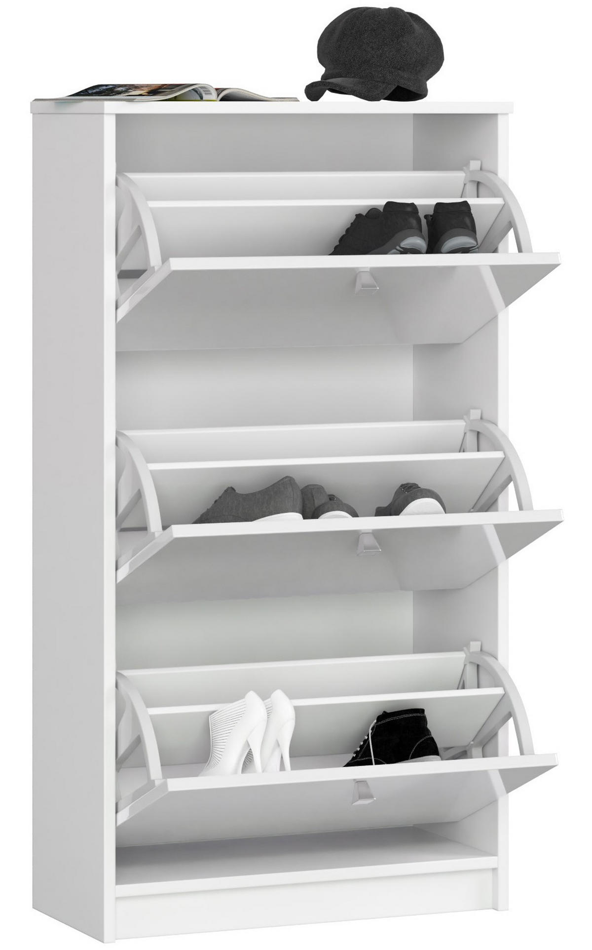 SKOSKÅP Vitt, vit högblank 113/60/28,5 - Vit, Träbaserade material (60/113/28.5cm) - RAUMHIRSCH FURNITURE