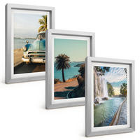 BILDER SET 3er Set - 20x30 cm Silberner Rahmen - Urlaub Palmen Wasserfall - Silberfarben, Kunststoff (20/30cm) - TULUP