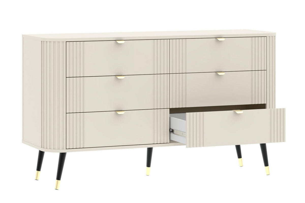 KOMMODE Onyx Kaschmir / Gold 138,2 / 40 / 80cm - Kaschmir/Beige, Holz/Holzwerkstoff (138.2/80/40cm) - Feldmann-Wohnen