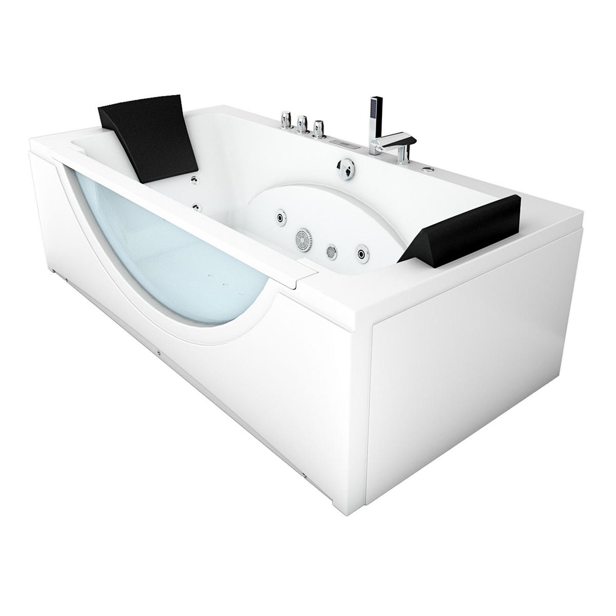 WHIRLPOOL Badewanne Eckwanne Wanne W81-TH-A 90x180cm - Weiß, Glas/Kunststoff (180/55/90cm) - AcquaVapore by Sandra Jentho