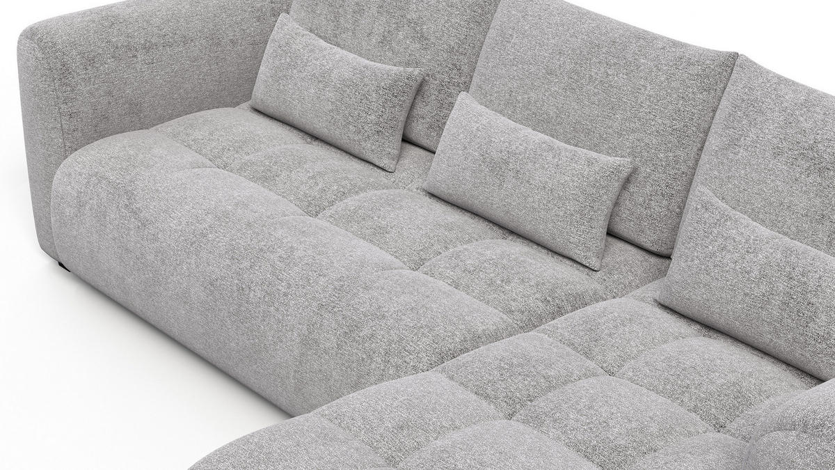 ECKSOFA SORENO 4-Sitzer, platingrau - Schwarz/Grau, Holz/Textil (293/171cm) - Courtois Laville