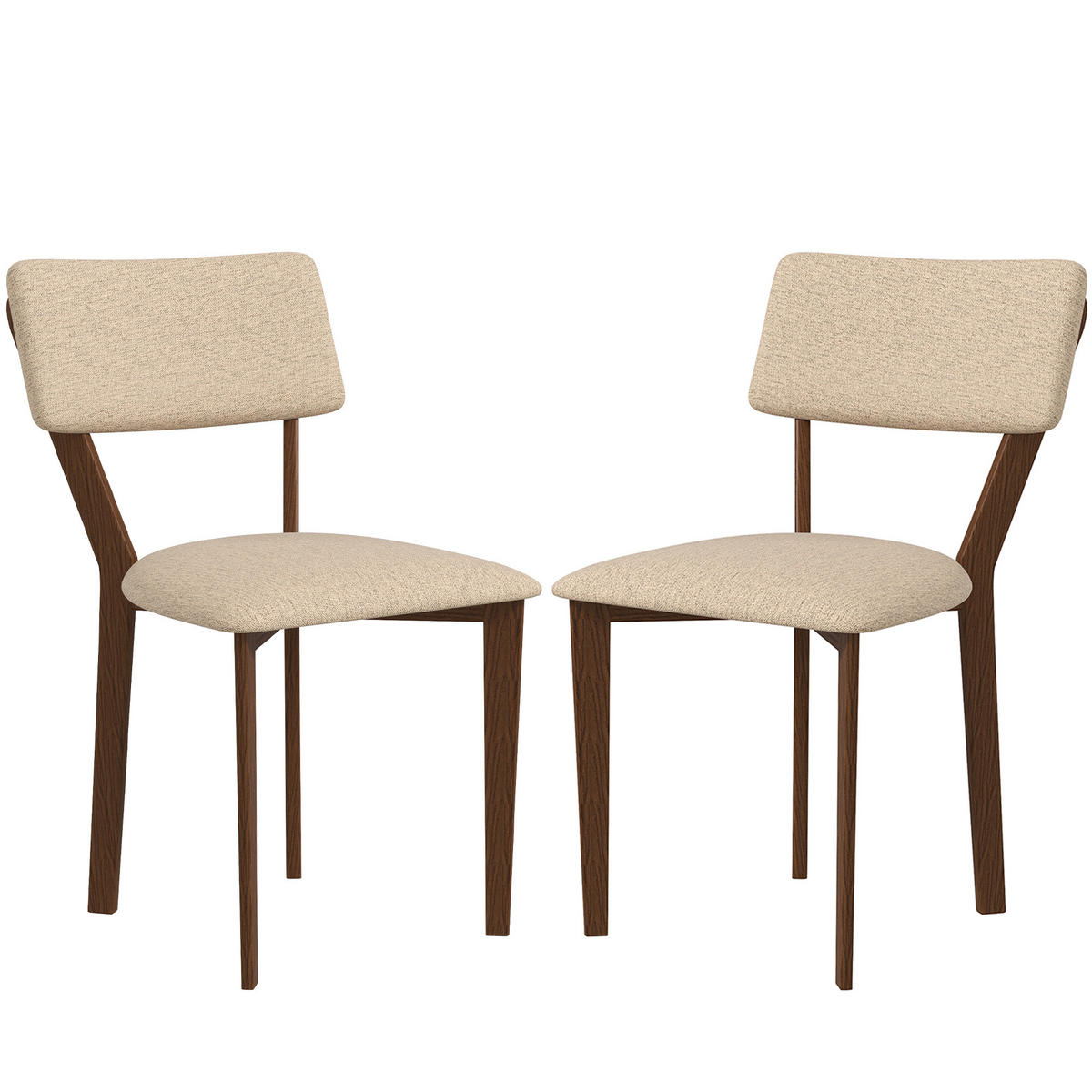 ESSZIMMERSTÜHLE 2er-Set DE-13238 Leinenbezug & Holzbeine Beige - Beige, Metall (56/85/49cm) - ComfortXL