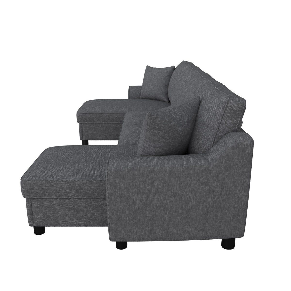 WOHNLANDSCHAFT U Form Chenille Modular Stauraum Grau 280cm - Grau, Textil (280/84/137cm) - FLIEKS