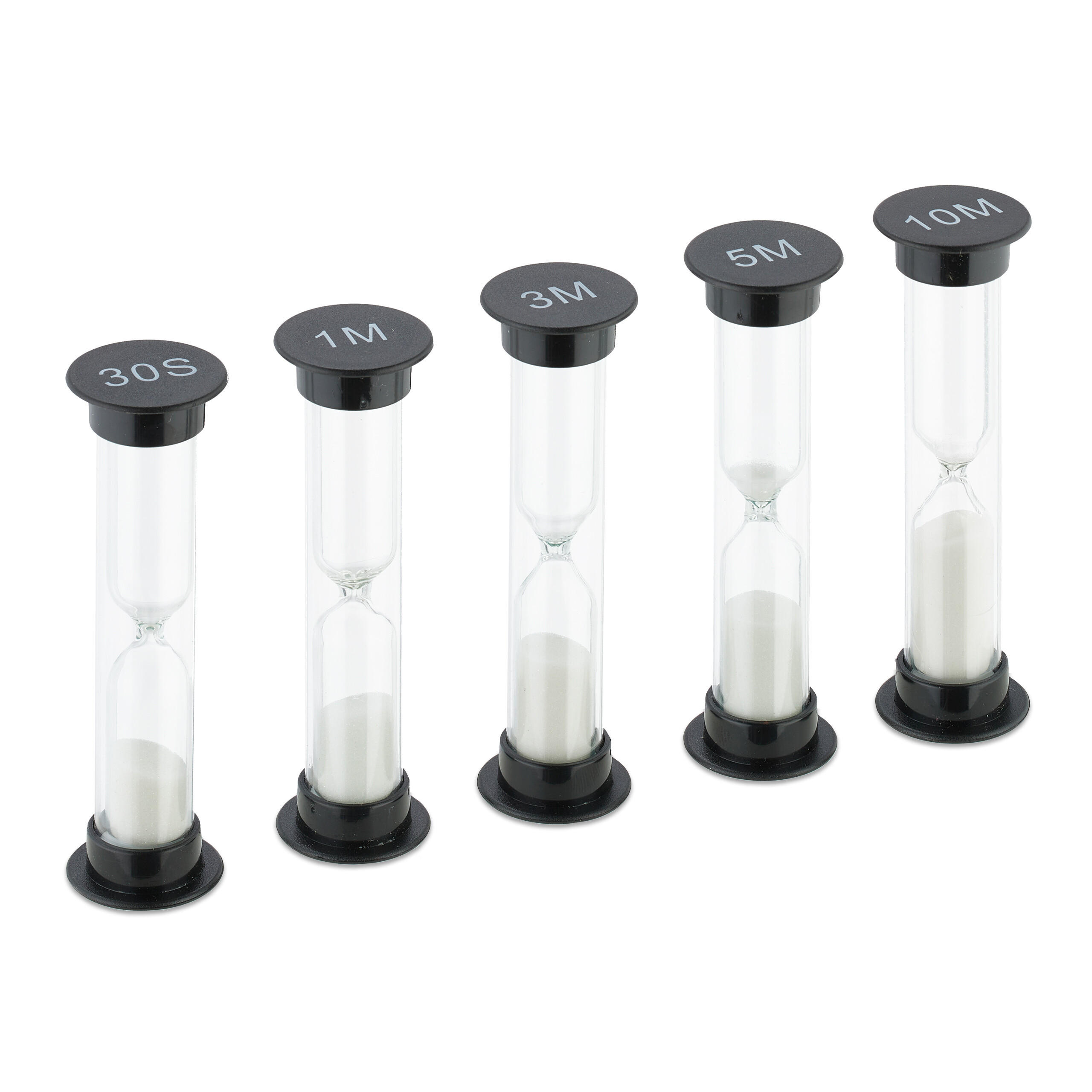 5-DIELNA súprava pieskových hodín - viacfarebná, plast/prírodné materiály (2.5/9/2.5cm) - Relaxdays