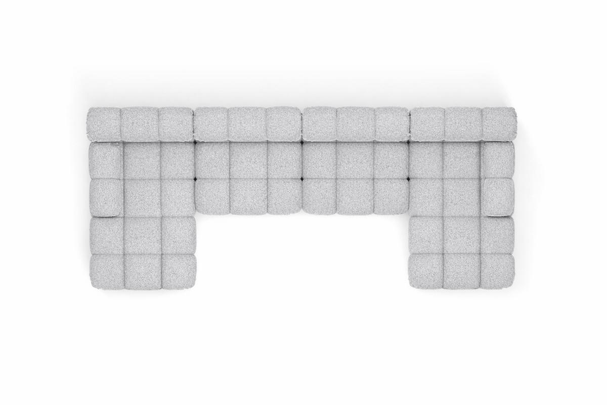 ECKSOFA U-Form XL, Stoff Bouclé Abriamo, Hellgrau, Selia U XL - Hellgrau, Holz (380/70/160cm) - Kaiser Möbel