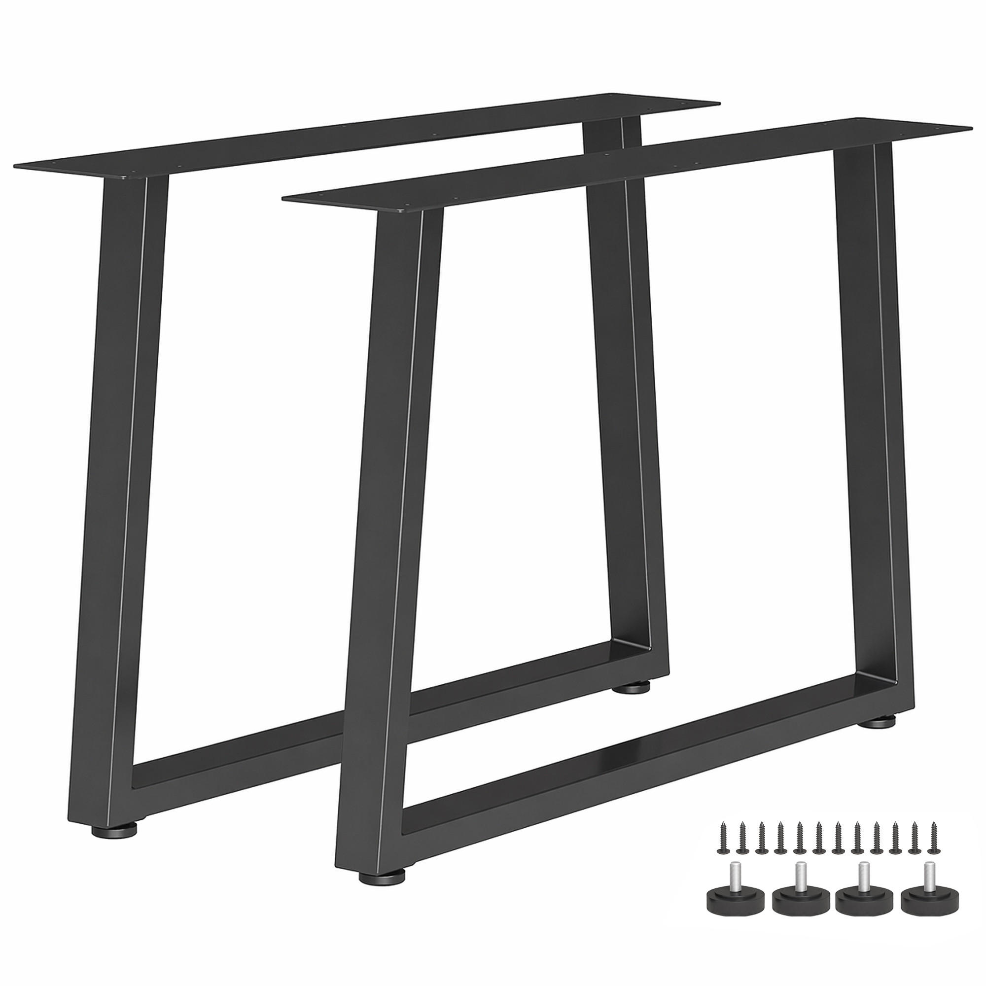 TISCHBEINE DE-18172 trapezförmig, mit verstellbaren Bodenschonern Schwarz - Schwarz, Metall (10/43/60cm) - ComfortXL