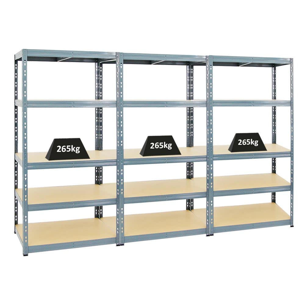 SCHWERLASTREGAL Tiger 3er-Set mit 3x 180x90x60 cm Fachlast 265 kg Grau - Grau, Metall (270/180/60cm) - PROREGAL
