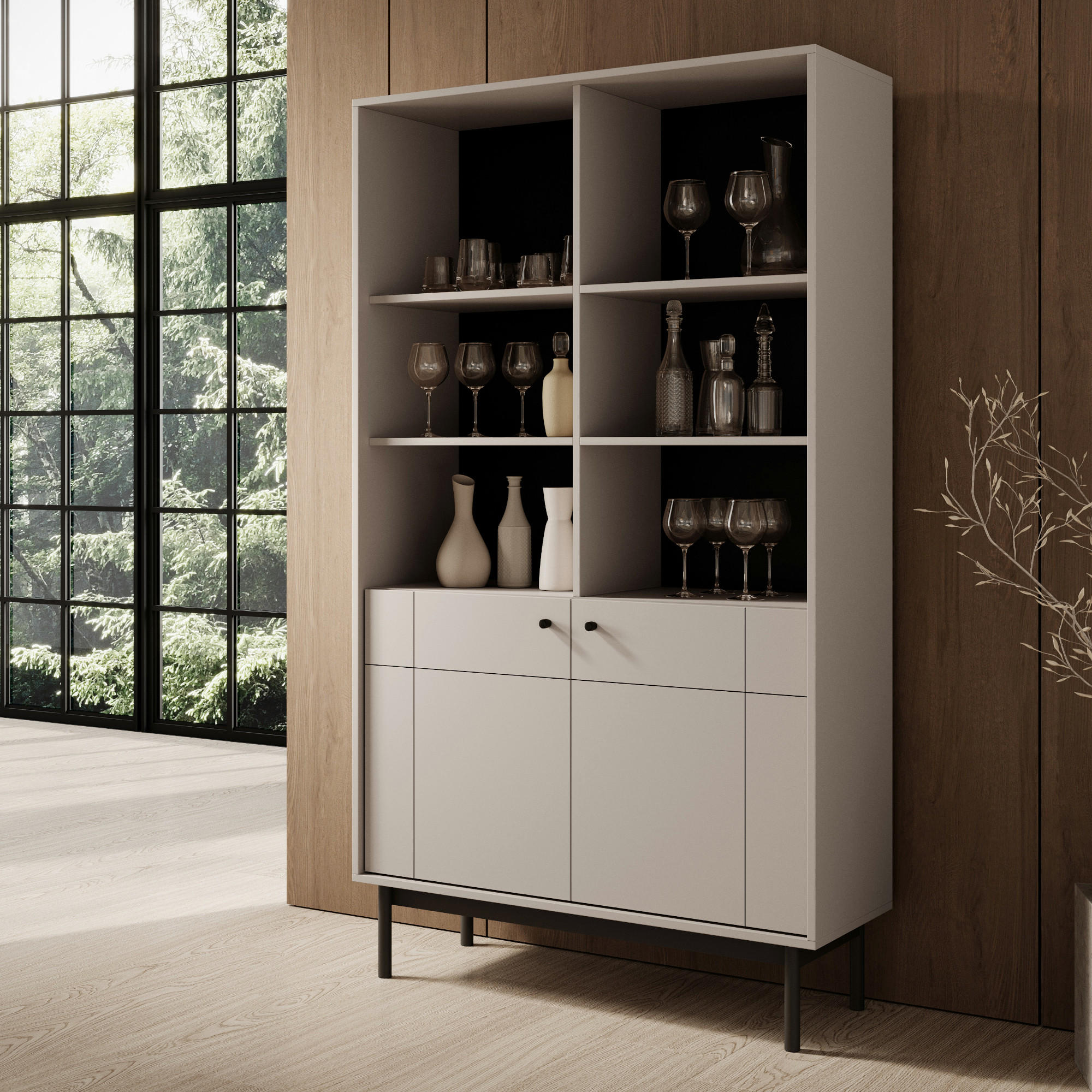 BÜCHERREGAL DIEPPE REG1-2D Fräste Fronten, Kaschmir - Kaschmir, Holz/Holzwerkstoff (104/184/39cm) - Komodee