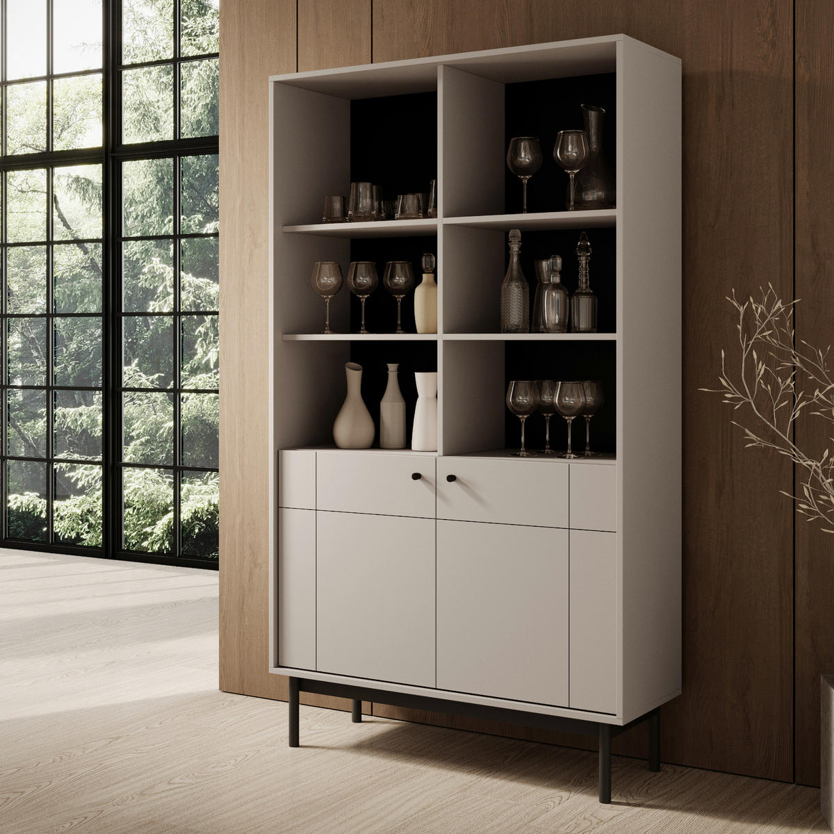 BÜCHERREGAL DIEPPE REG1-2D Fräste Fronten, Kaschmir - Kaschmir, Holz/Holzwerkstoff (104/184/39cm) - Komodee