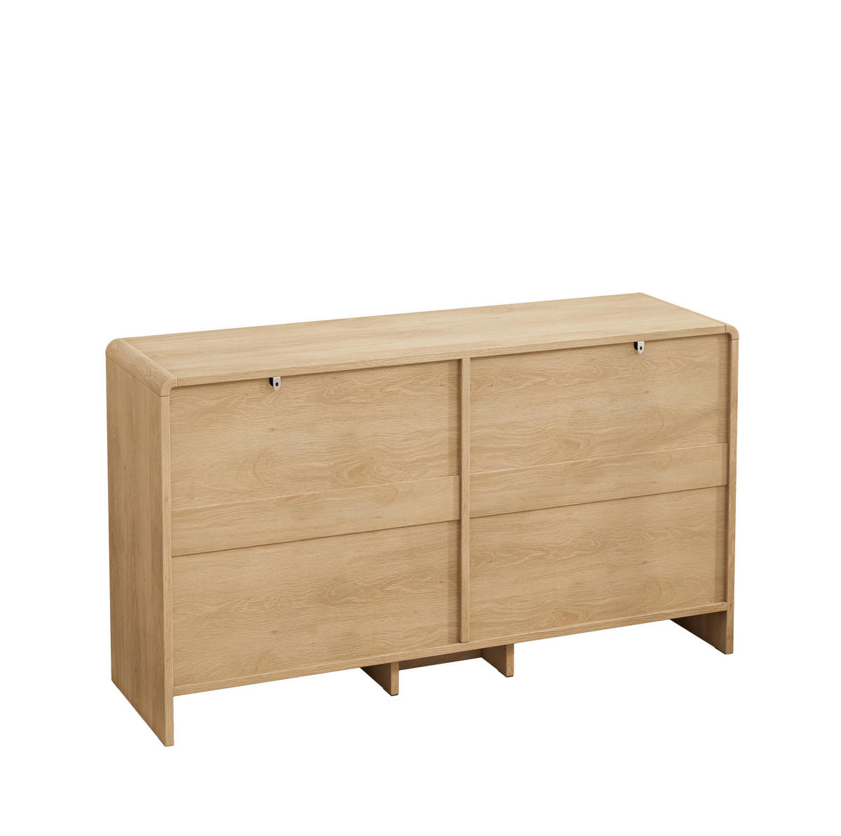 KOMMODE 130 cm in Natur mit 6 Schubladen und Rattanfronten - Naturfarben, Holzwerkstoff (130/74/40cm) - Flora Grace