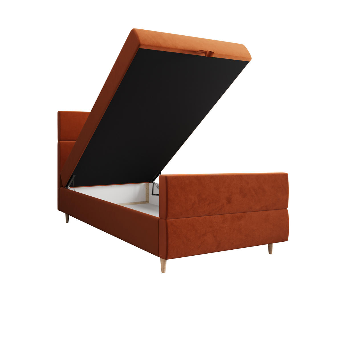 BOXBETT FLO PLUS 90x200 Itaka 01, mit Matratze H3 und Topper, Braun - Braun, Holz/Textil (90/200cm) - Bedante