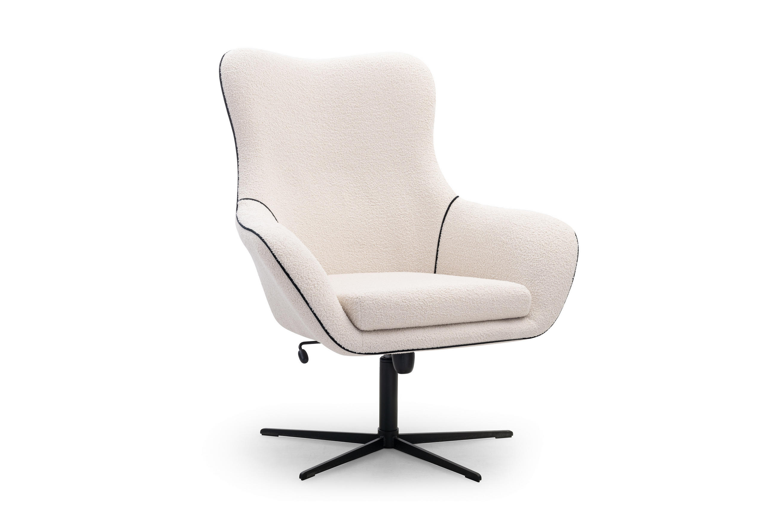 SESSEL SOGNO, Modern Polstersessel Loungesessel, Bucle-Stoff Weiß - Weiß, Holz/Metall (88/110/106cm) - MASSENO