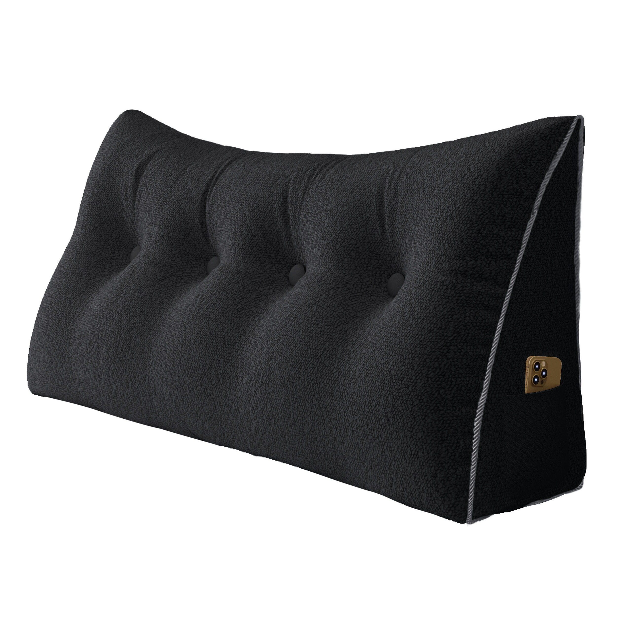 RÜCKENKISSEN Plüsch Schwarz 120 cm - Schwarz, Textil (50/120cm) - Vercart