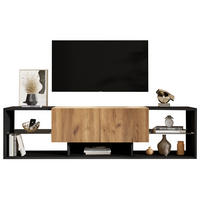 TV-ELEMENT mit LED und 2 Schubladen 160 cm Schwarz Natur - Schwarz, Holzwerkstoff (40/42/160cm) - Beauniv