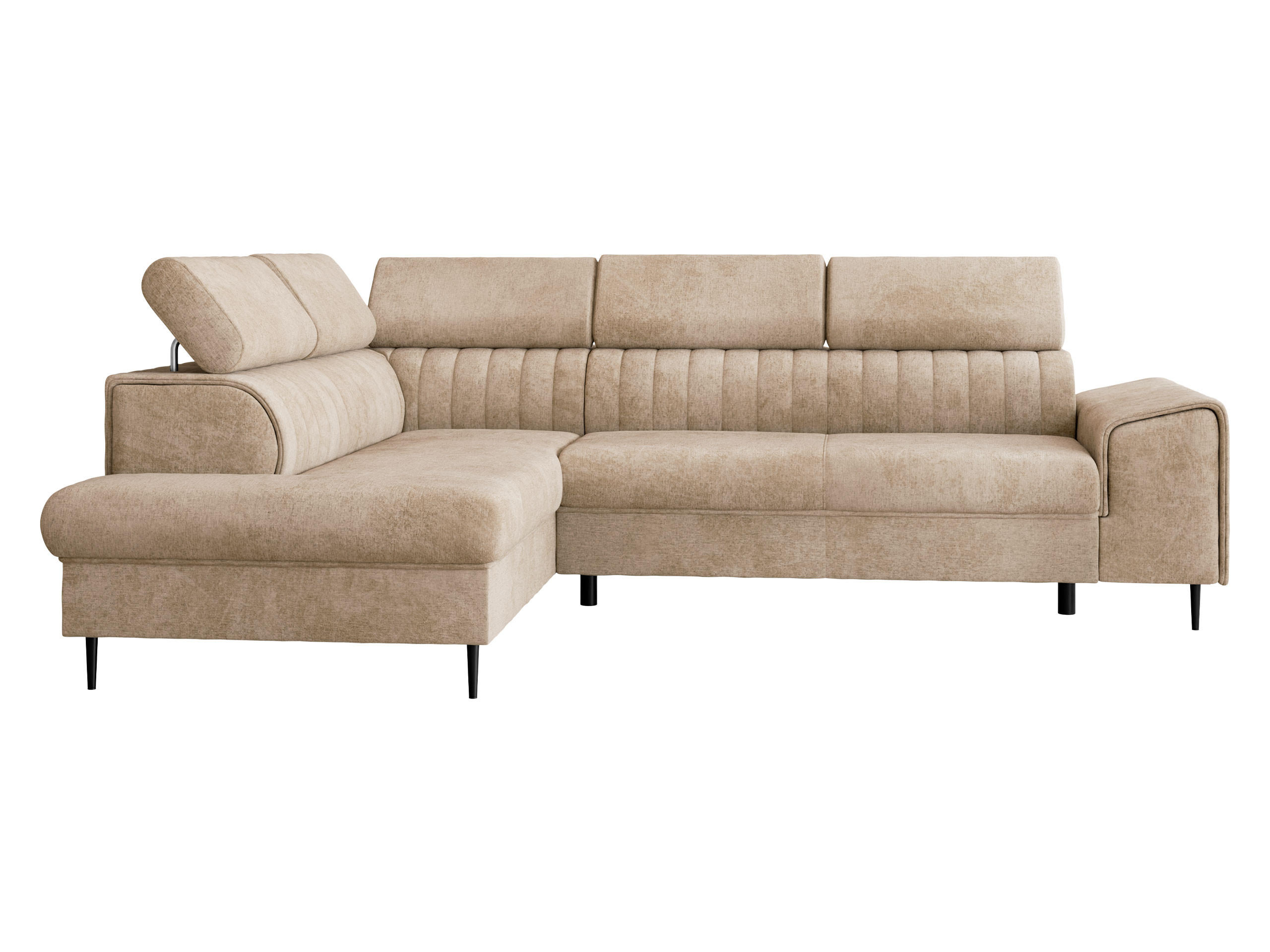 ECKSOFA Kadurin, Seite: Links - Beige/Schwarz, Holz/Kunststoff (276/206cm) - MIRJAN24