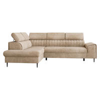 ECKSOFA Kadurin, Seite: Links - Beige/Schwarz, Holz/Kunststoff (276/206cm) - MIRJAN24
