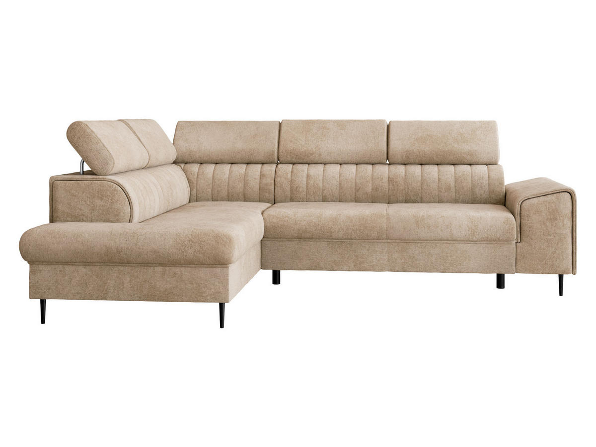 ECKSOFA Kadurin, Seite: Links - Beige/Schwarz, Holz/Kunststoff (276/206cm) - MIRJAN24