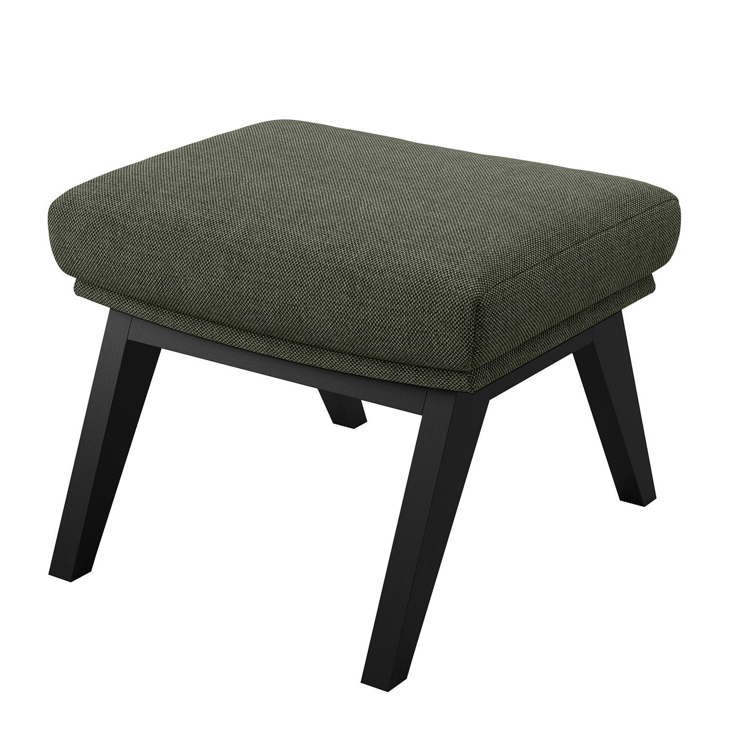 HOCKER mit Holzfüßen - Schwarz/Grau, Birkenholz/Textil (54/41/41cm) - home24