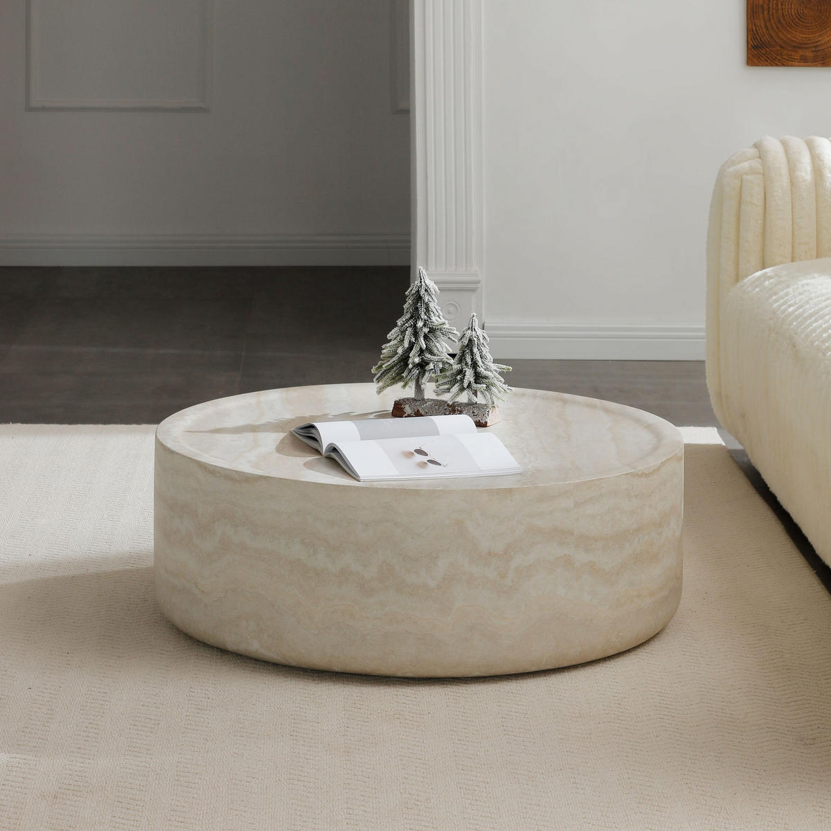 COUCHTISCH 80 cm aus Fiberglas in Beige – leicht und pflegeleicht - Beige, Glas (80/80/30.5cm) - BEAOK