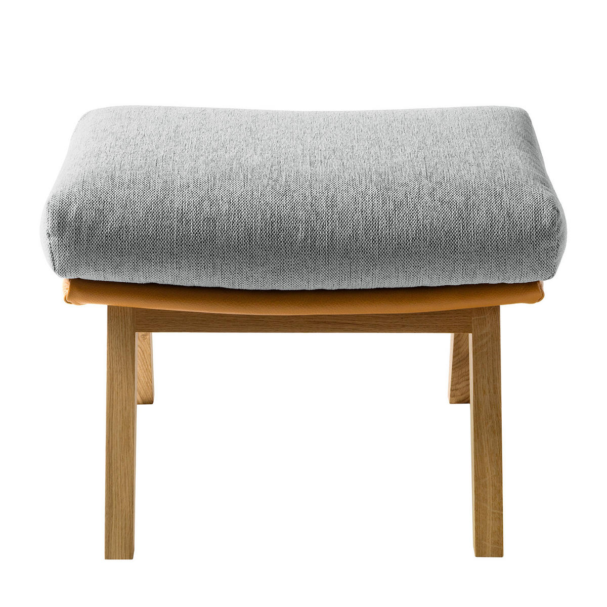 HOCKER mit Holzfüßen - Eichefarben/Cognac, Eichenholz/Textil (54/41/41cm) - home24