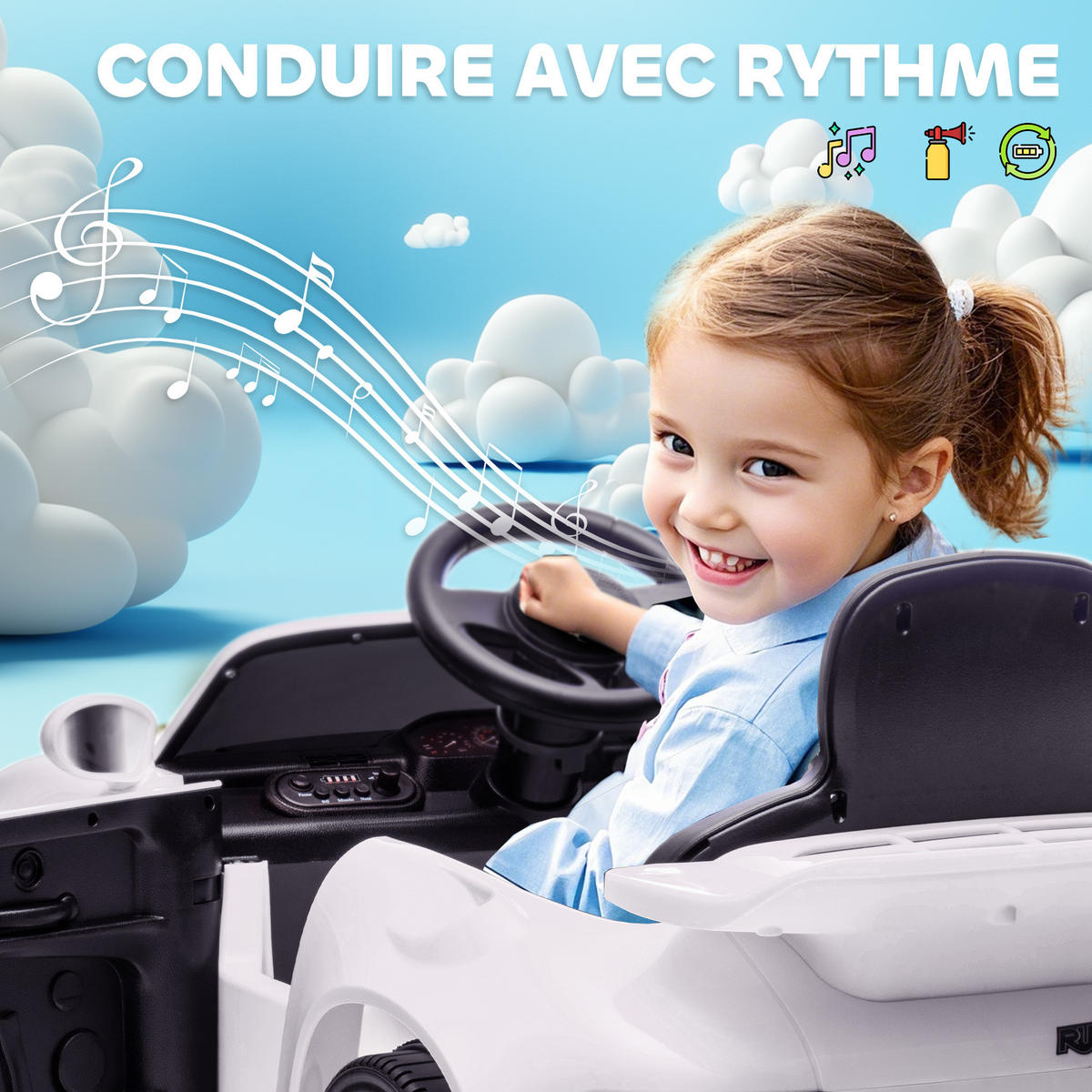 ELEKTRO-KINDERAUTO DE-13074 Fernbedienung Weiß - Weiß, Kunststoff (103/55/44cm) - ComfortXL